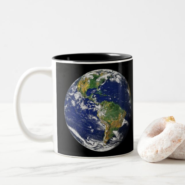 La TERRE de PLANÈTE de la tasse à deux tons de (Avec donut)