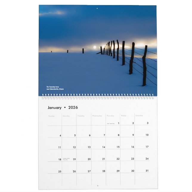 La terre rencontre le calendrier de paysage du (Jan 2026)