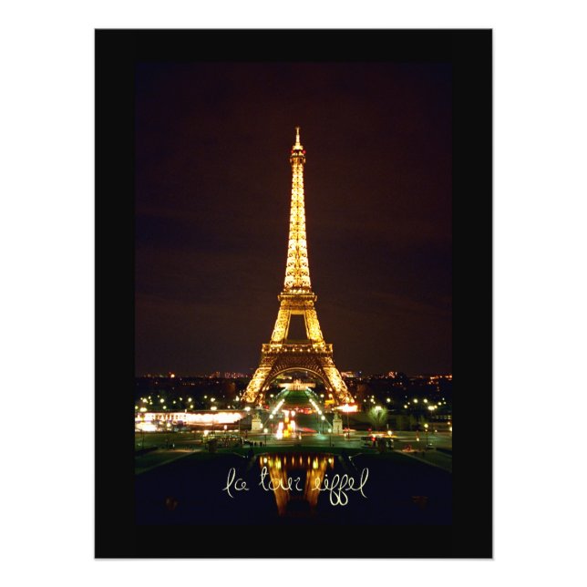 La tour Eiffel en pleine nuit Impression photograp (Devant)