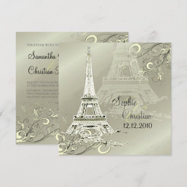 LA TOUR EIFFEL TOWER WEDDING INVITATIONS (Front/Back)