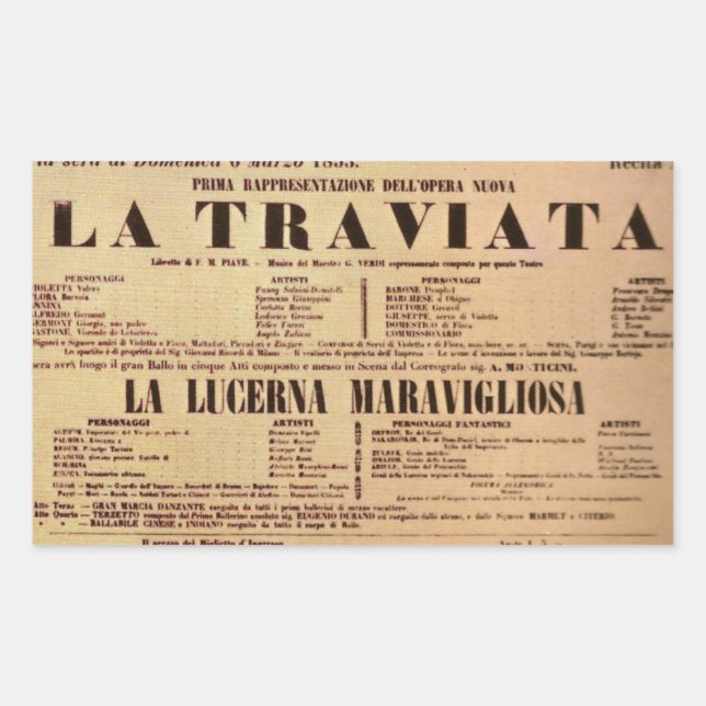 La Traviata World Premiere Poster (1853) Sticker (Front)