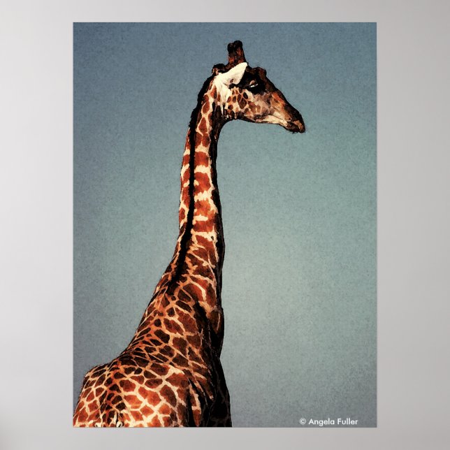La triste girafe - Impression d'aquarelle numériqu (Devant)