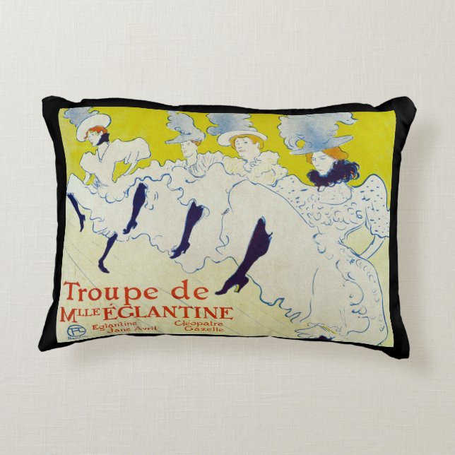 La Troupe de Mlle Eglantine by Toulouse Lautrec Accent Pillow (Back)