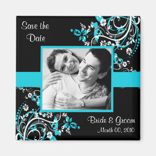 La turquoise et le noir sauvent le magnet de photo