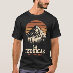 La Tzoumaz Suisse Ski T-Shirt   Retro Alpine