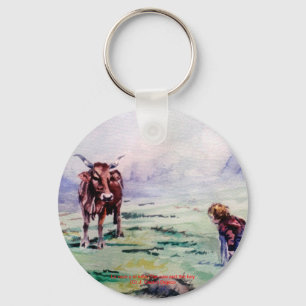 La vaca y el niño/The cow and the boy Keychain