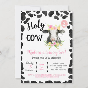 La vache à vaches saintes imprime les invitations 