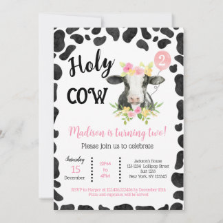 La vache à vaches saintes imprime les invitations