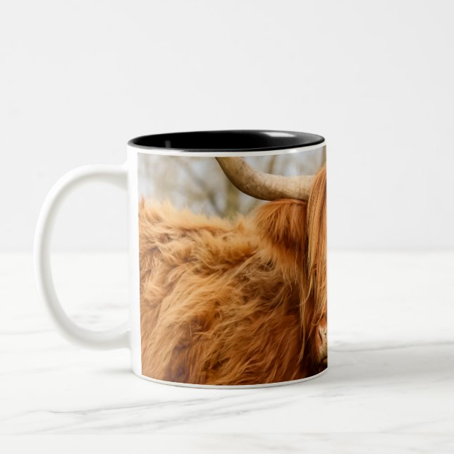 La vache de Highland Deux Tone Mug (Gauche)