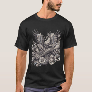 "La vaillance ukrainienne : T-shirt de tatouage mi