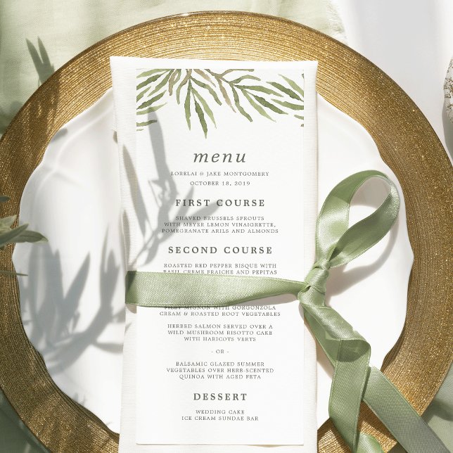 La verdure | Carte de menu Mariage Botanique Aquar (Créateur téléchargé)