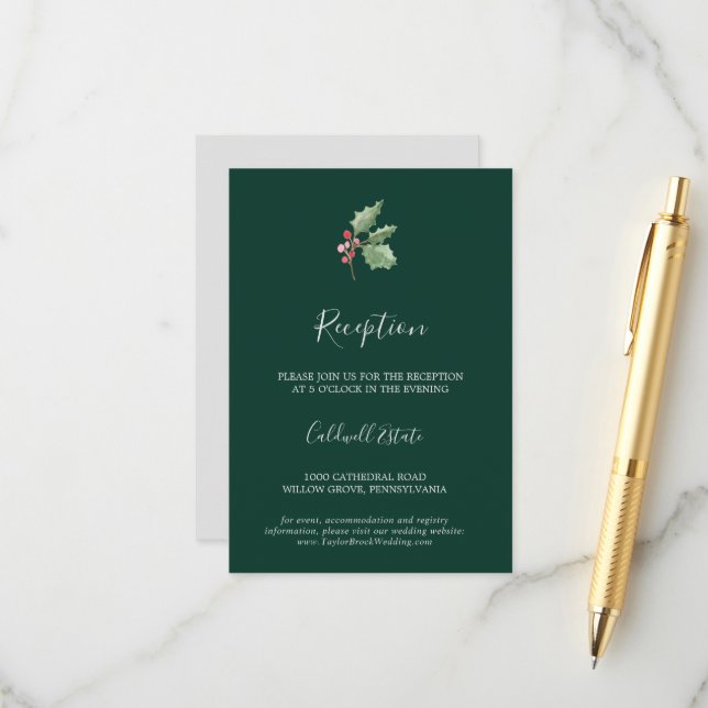 La verdure de Noël | Carte d'insertion de réceptio (Devant/Arrière en situation)