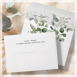 La verdure Enveloppe Mariage moderne blanche