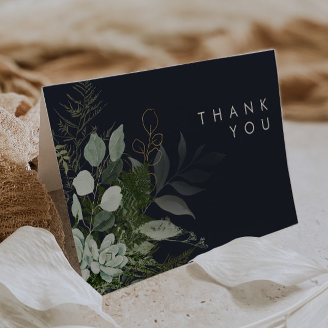 La verdure et la feuille d'or | Dark Navy Carte de (Créateur téléchargé)