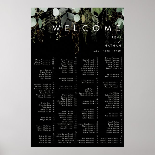La verdure et la feuille d'or | Poster alphabétiqu (Devant)
