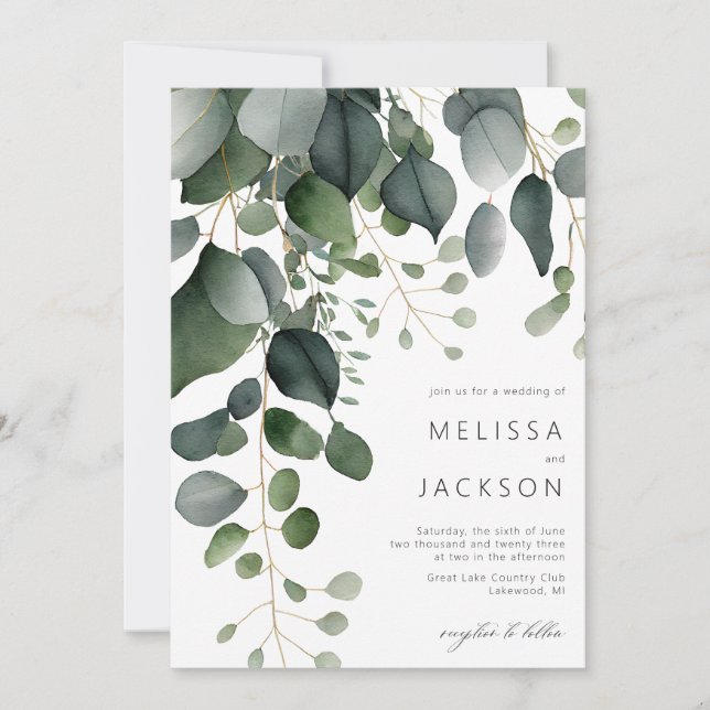 La verdure et l'Eucalyptus Faire-part de mariage (Devant)