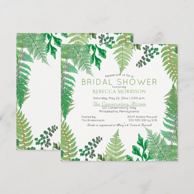 La verdure | Wild Ferns Invitations de douche nupt (Devant / Derrière)