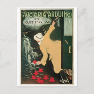 La Victoria Arduino Vintage Coffee Drink Ad Art Postcard