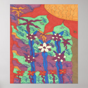 La vie dans le jardin Poster d'art Abstrait Imprim