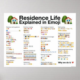 La vie en résidence expliquée en affiche Emoji