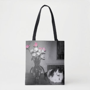 "La Vie en Rose" Cat  Tote Bag