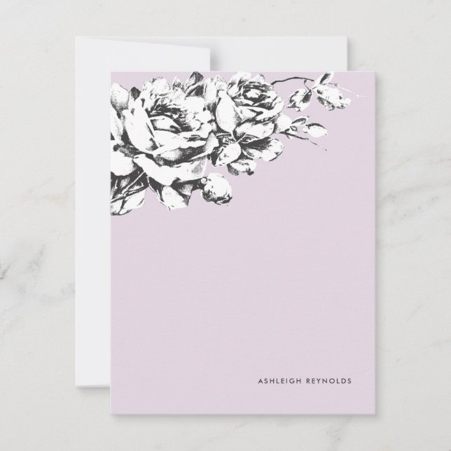 La Vie en Rose Floral Stationery - Purple Card (Front)