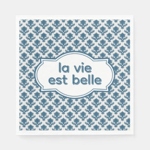 La Vie Es Belle Elegant French Tapestry Blue White Napkin