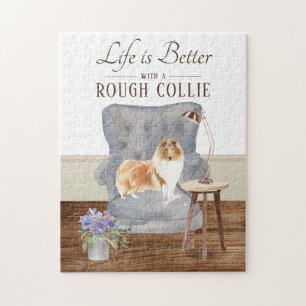 La Vie Est Avec Collie Rough Jigsaw Puzzle