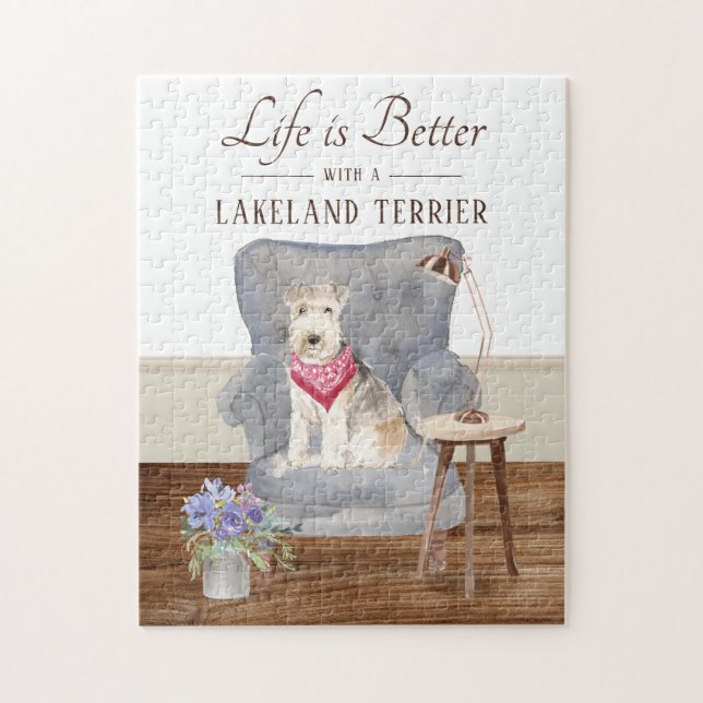 La Vie Est Avec Le Puzzle Lakeland Terrier Jigsaw (Vertical)