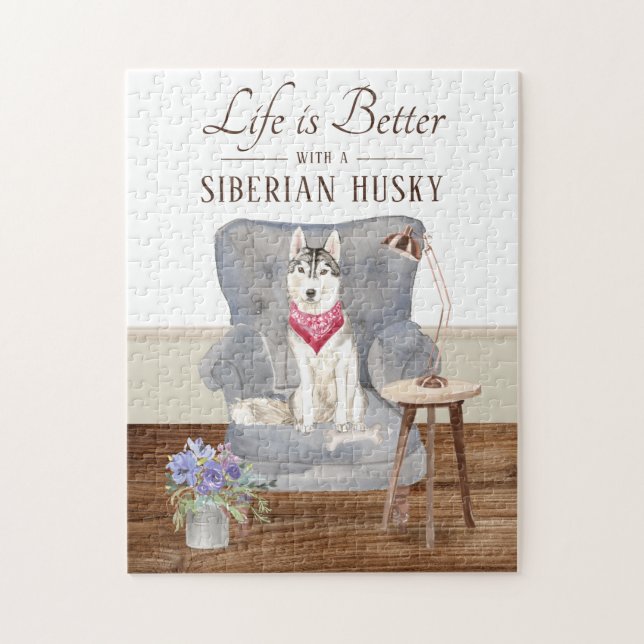 La Vie Est Avec Le Puzzle SIBÉRIEN HUSKY Jigsaw Pu (Vertical)