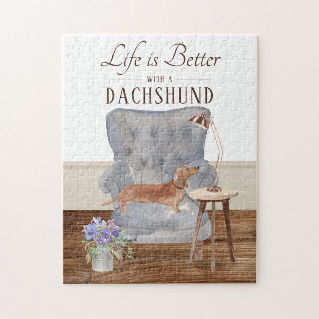 La Vie Est Avec Un Puzzle De Dachshund (Vertical)