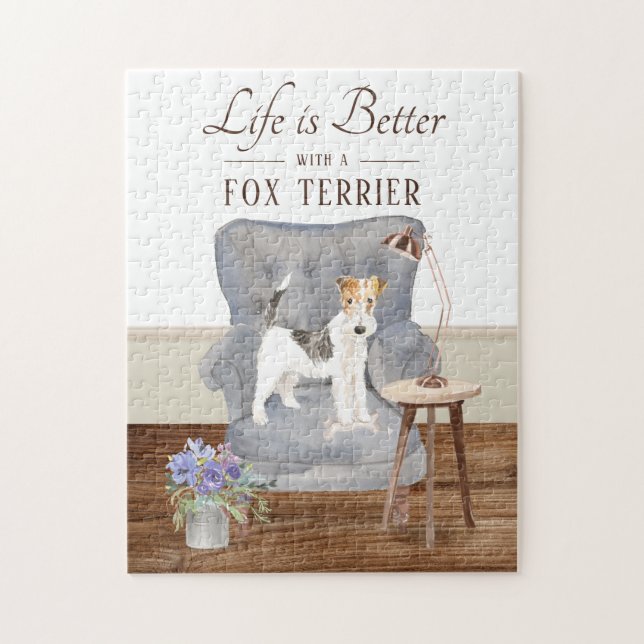 La Vie Est Avec Un Puzzle Fox Terrier (Vertical)