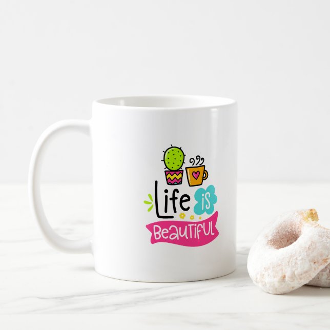 La vie est belle Custom Designer Coffee Mug (Avec donut)