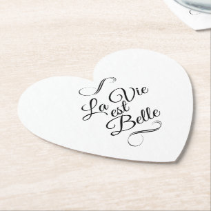 La vie est belle pillar candle paper coaster
