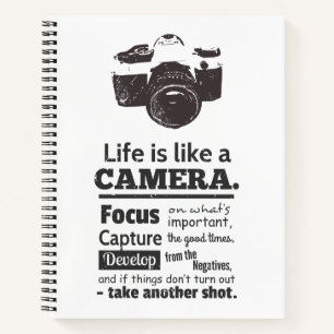 La vie est comme un appareil photo Cahier de citat