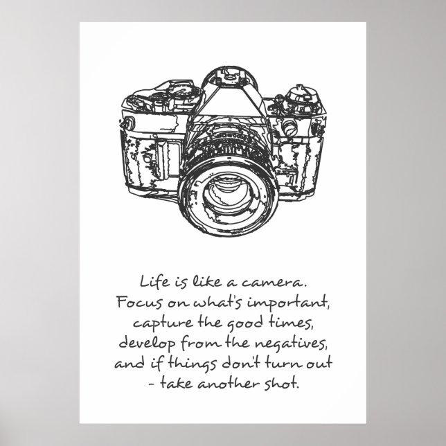 La vie est comme un poster de citation de caméra (Devant)