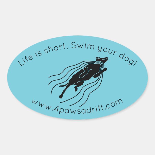 La vie est courte. Nage ton chien ! Sticker pour c (Devant)