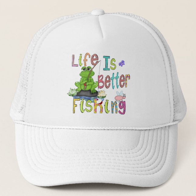 La vie est meilleur casquette de base-ball de pêch (Devant)