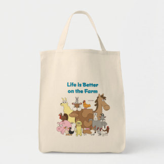 La vie est meilleure à la ferme - sac d'épicerie