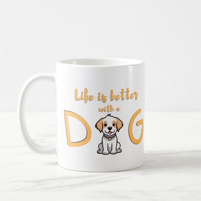 La vie est meilleure avec un chien - Mug (Gauche)