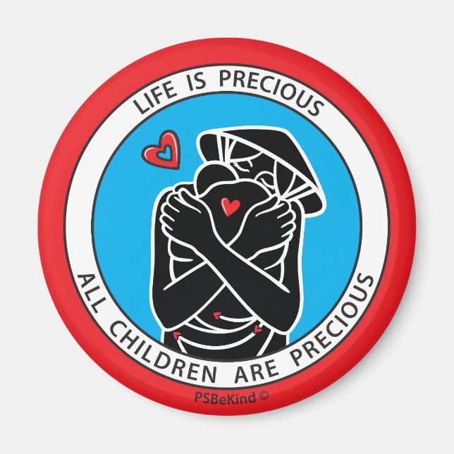 La Vie Est Précieuse 4 Rouge_2,25" Magnet Rond (Devant)