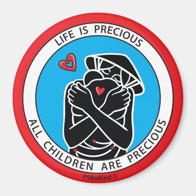 La Vie Est Précieuse 4 Rouge_3" Magnet Rond (Devant)