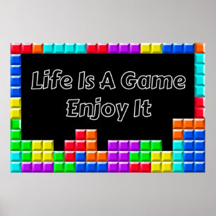 "La vie est un jeu" Poster d'art positif du mur
