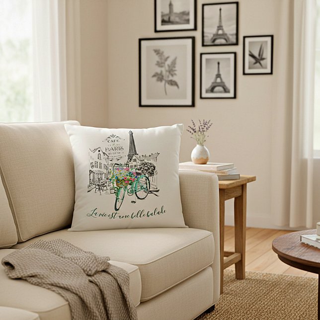 La vie est une belle balade throw pillow (Creator Uploaded)