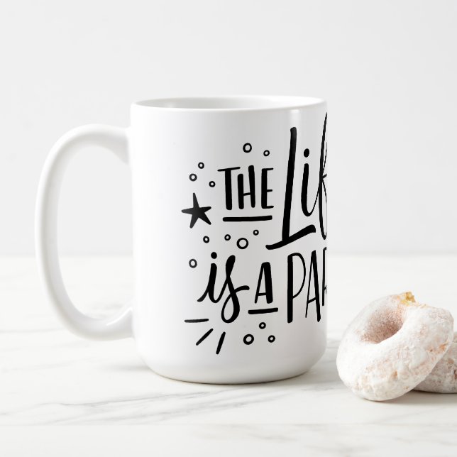 "La vie est une fête" Céramique Mug (Avec donut)