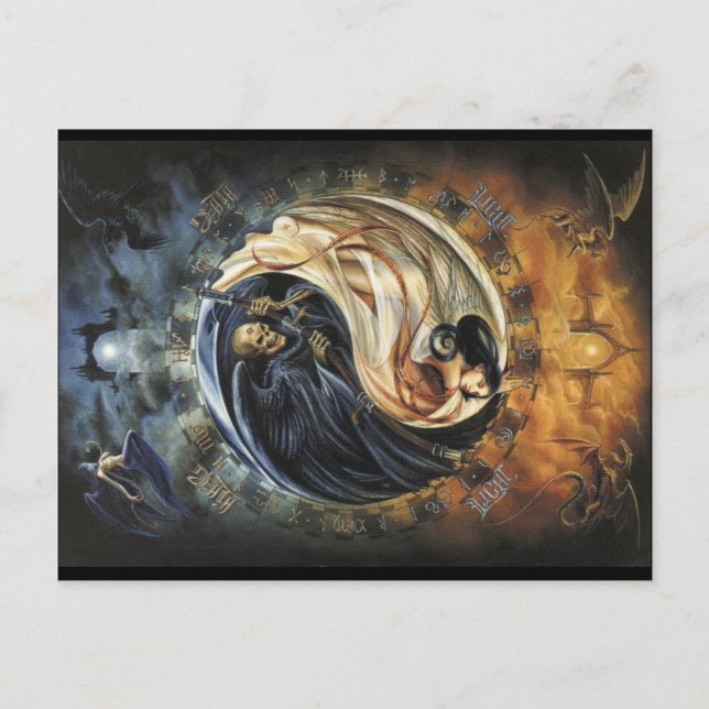 La vie et la mort Yin Yang Carte postale, Spiritue (Devant)