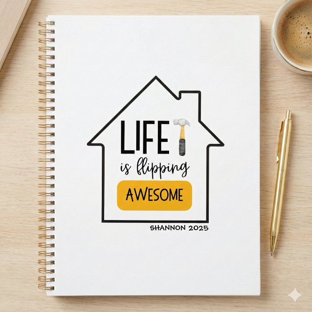 La Vie Flime Un Awesome Planificateur (This, "Life is flipping awesome" personalized planner would make a great gift for house flippers!)