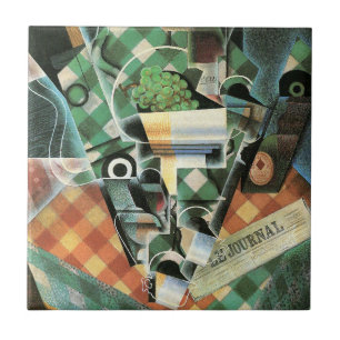 La Vie morte avec nappes à carreaux par Juan Gris
