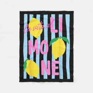 La Vita Al Limone Funny Italian Lemon Fruit Summer Fleece Blanket