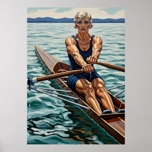 LA VOGUEUSE (The Rower) - Original Art Deco Artwor Poster (Front)